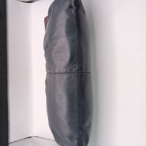 Vintage 70's Navy Italian Leather Clutch With Acrylic Frame Purse - Picture 3 of 7